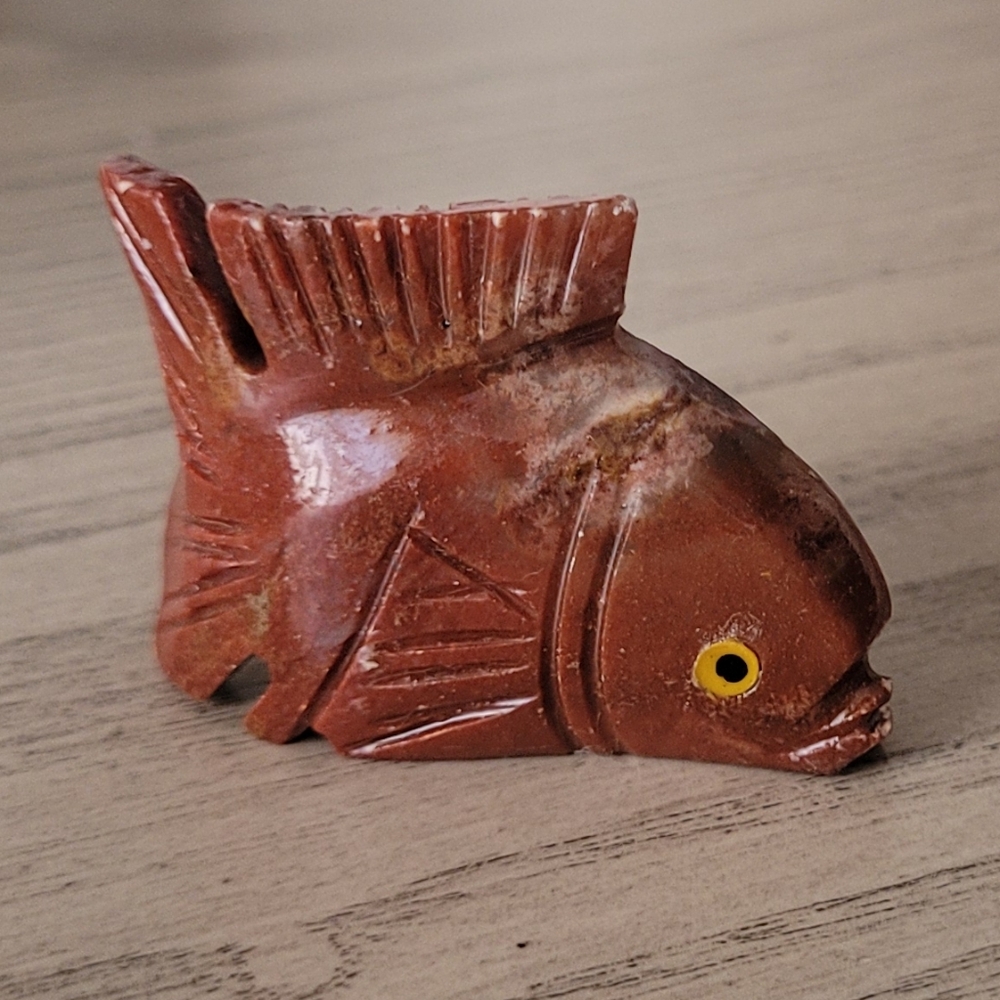 Hand Carved Gemstone Fish Spirit Animal Figurine Decoration